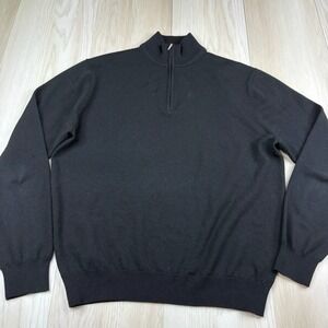 Suit Supply Merino Wool Black Men's 1/4 Zip Pullover Sweater Size XL
